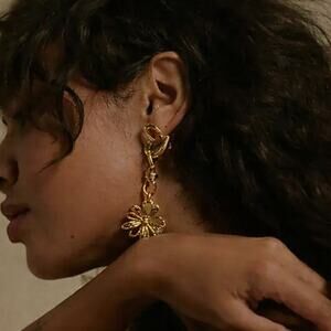 Free People Xavier Dangle Flower Earrings - Gold